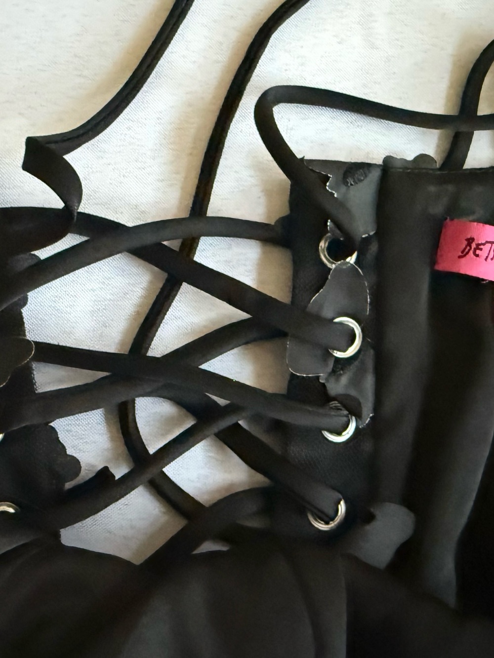 Betsey Johnson Black Butterfly-Appliqué Spaghetti Strap Maxi Dress Size Medium - Picture 6 of 9